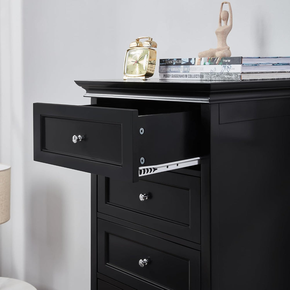 Tall Black Dresser for Bedroom with 7 Drawers, 52" Tall Skinny Dresser
