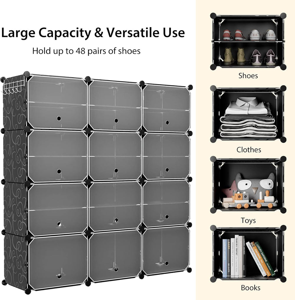 GOFLAME Portable Shoe Rack Organizer, 48 Pairs Expandable Modular Shoe Storag...