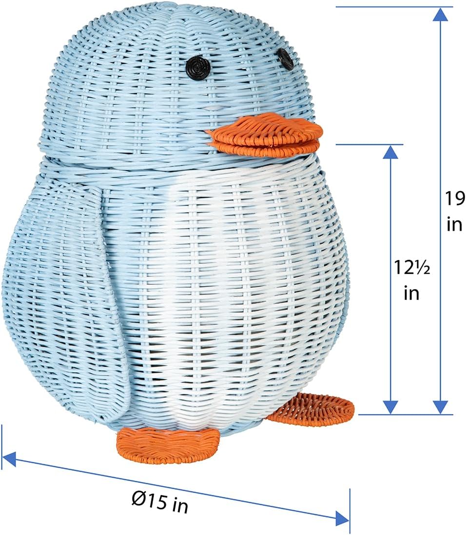 KOUBOO Wicker Penguin, Multi-Color Storage Basket Blue and White