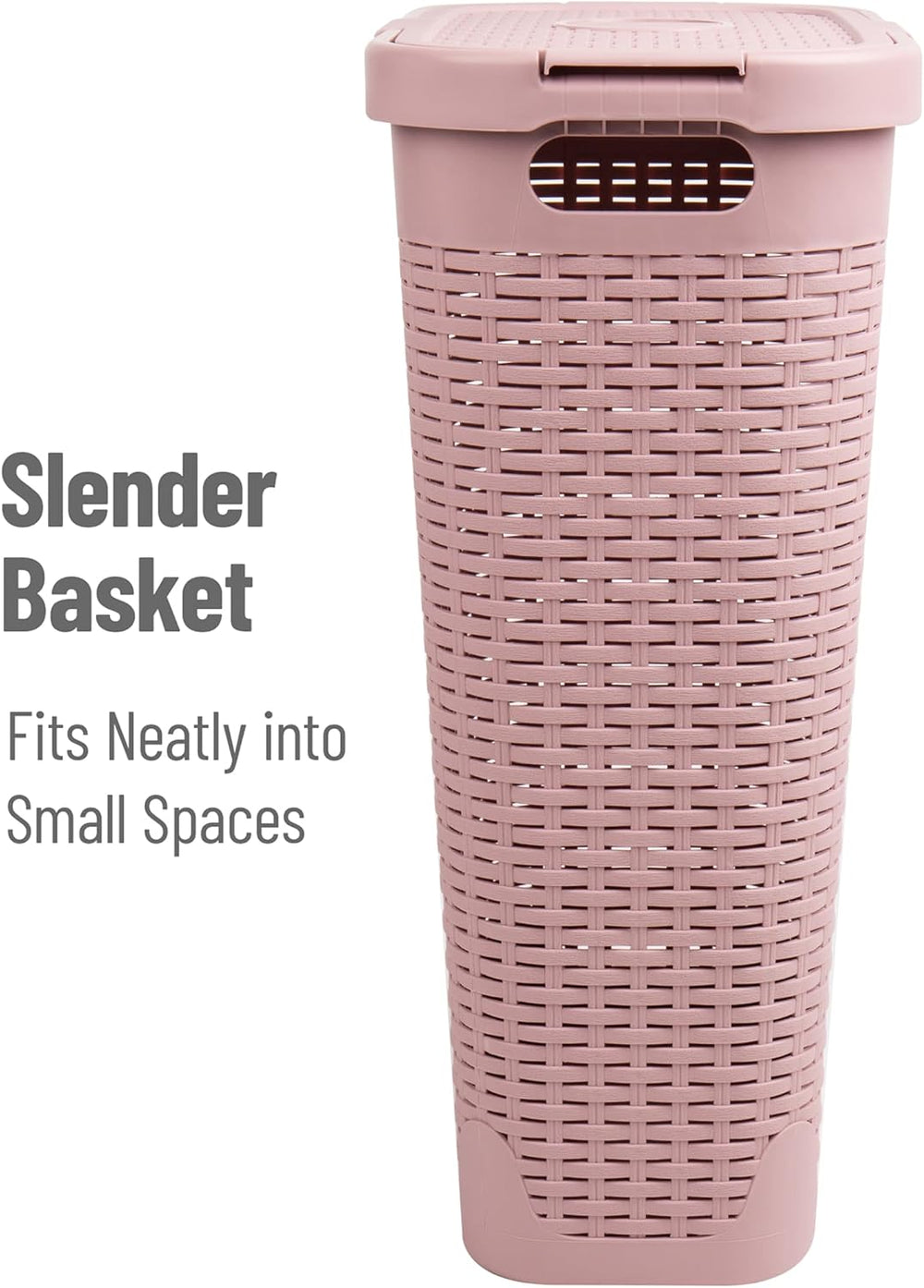 Mind Reader Slim Laundry Hamper with Lid, 40L Clothes Basket, Narrow Tapered ...