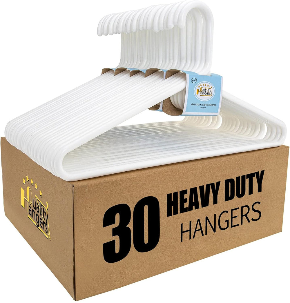 Quality White Plastic Hangers 30 Pack - Super Thick Heavy Duty Multipack for ...