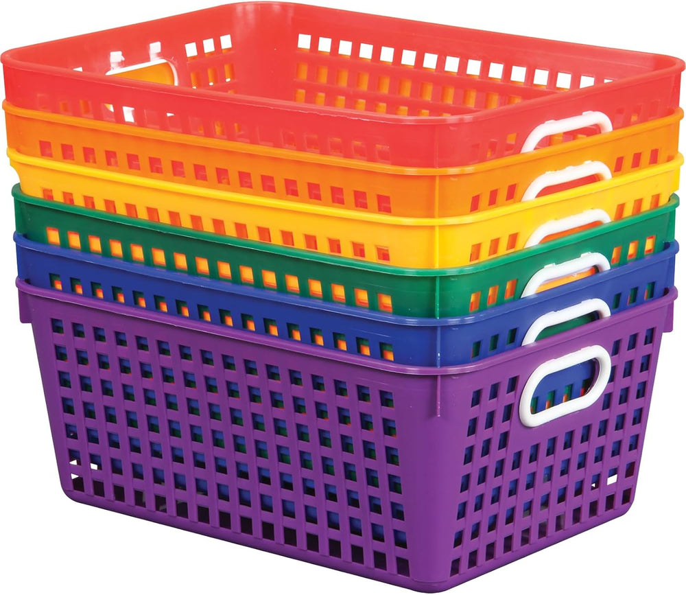 Really Good Stuff Large Plastic Storage Baskets with Handles