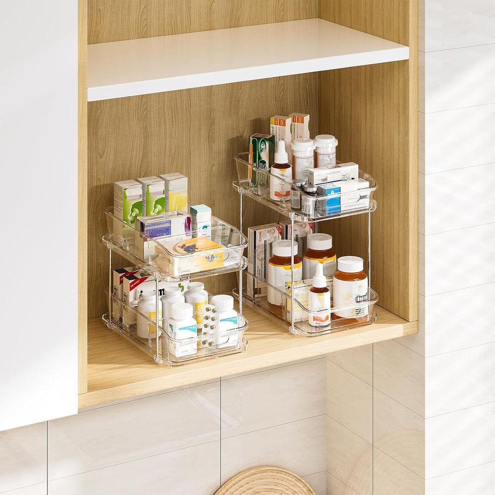 Delamu 2-Tier Under Sink Organizers and Storage, Multi-Purpose Stackable Bath...