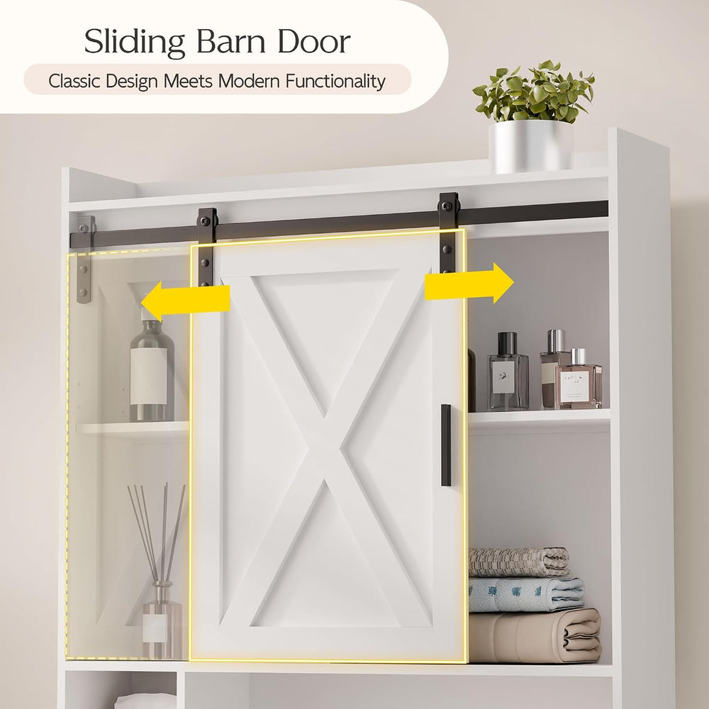 MU Over The Toilet Storage Cabinet with Side Shelves, Bathroom Storage Organi...