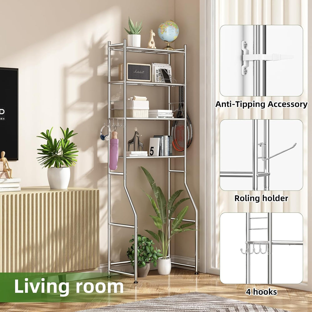 Ekisemio 4 Tier Over the Toilet Storage Cabinet, Metal Bathroom Shelves Over ...