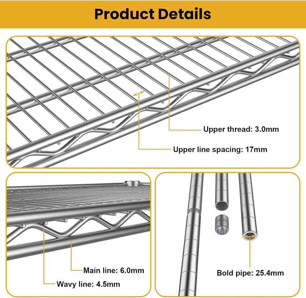 Heavy Duty Metal Wire Shelving Unit Industrial 4-Tier Garage Shelving Adjusta...