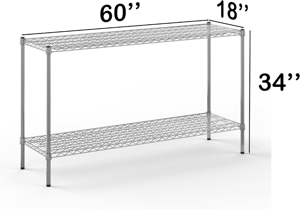 18" Deep x 60" Wide x 34" Height Wire Shelving Kit | 2-Tier | ...