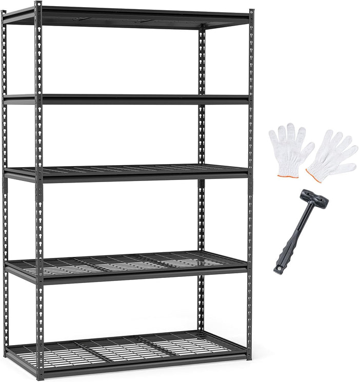 Tangkula 5-Tier Metal Storage Shelves, Garage Shelving Units with 2000 LBS Capacity & Adjustable Racks, Heavy Duty Utility Organizer Rack for Basement, Garage, Warehouse, Pantry (48"L x 24"W x 72"H)