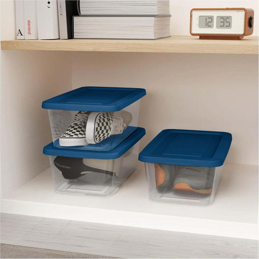 Sterilite Stackable 6 Quart Home Storage Box with Handles and Lid for Efficie...
