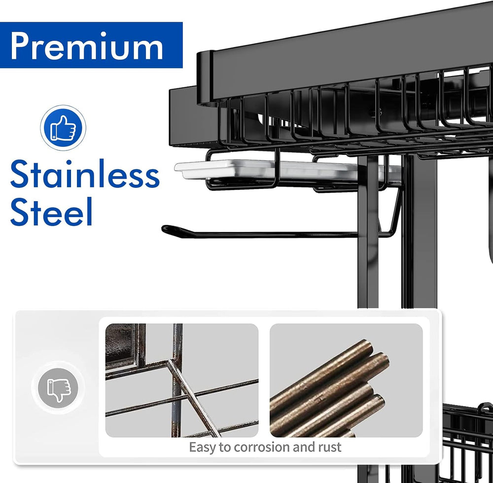 LIVOD Over Sink Dish Drainer Drying Rack, 2 Tier Full Stainless Steel Storage...