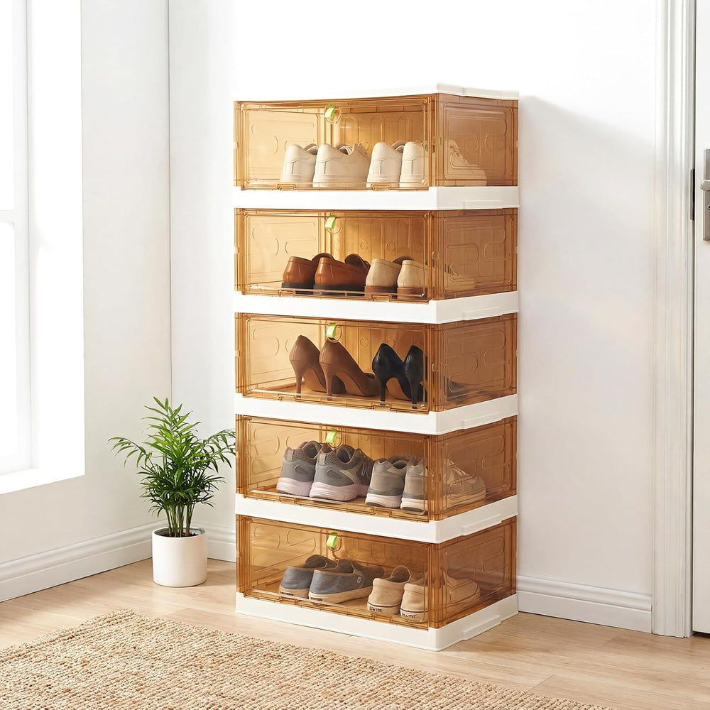 Shoe Rack Organizer for Entryway/Closet,Stackable Magnetic-Door Shoe Boxes,Fo...