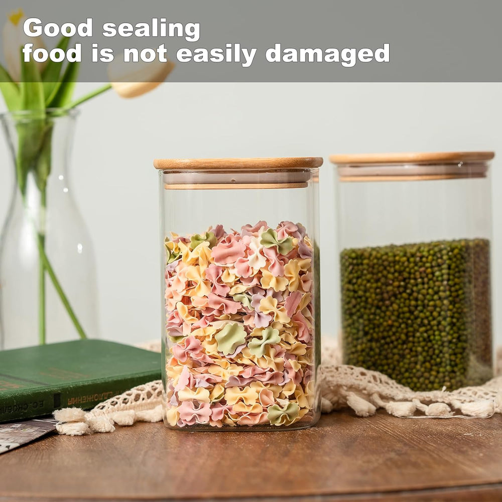 50oz Glass Food Storage Jars Set of 6,Glass Storage Containers Clear Glass Fo...