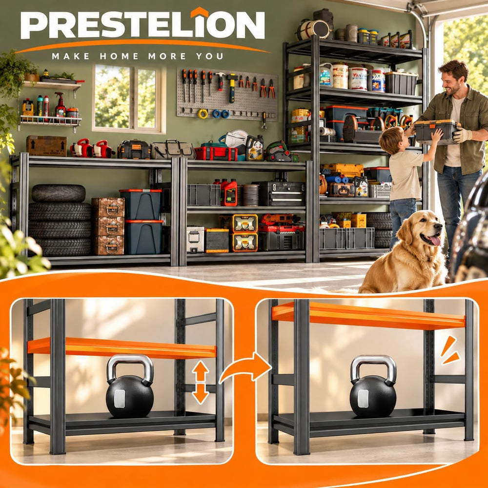 Garage Shelving Adjustable Metal Storage Shelves with Anti‑Tip Safety Kit