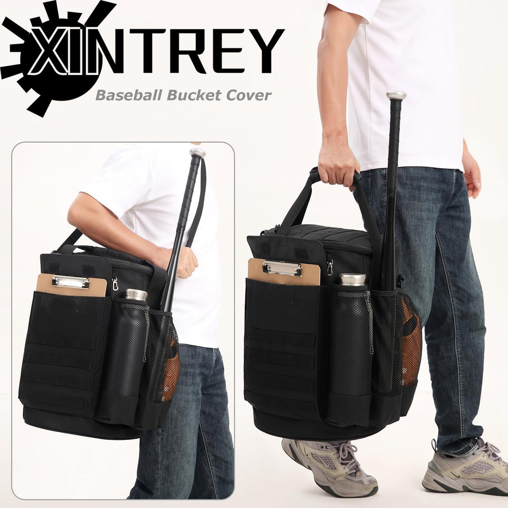 Baseball Bucket Bag 6 Gallon Tactical Softball Coaches Bag with Padded Seat