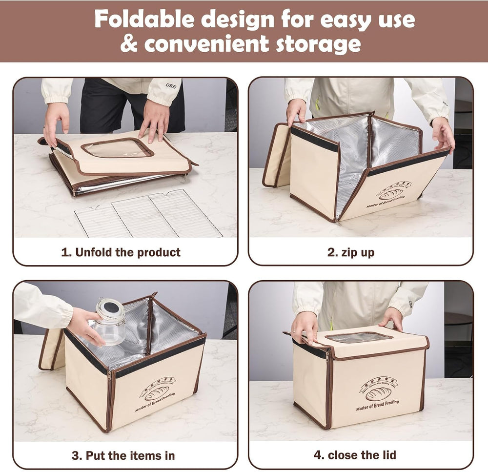 Bread Proofing Box Folding with 50-113℉ Temp Control & 48H Timer Warming