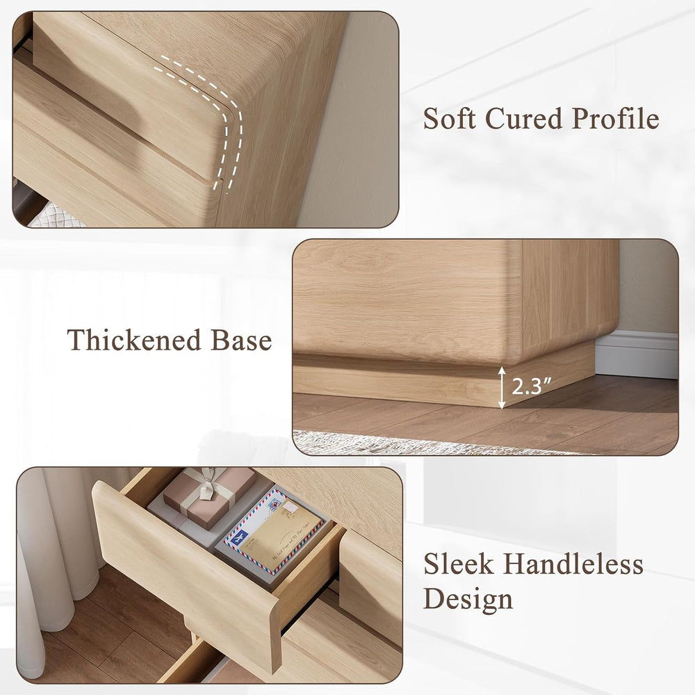 YANSNWO Natural Oak 6 Drawer Dresser for Bedroom, 48" Tall Chest of Drawers