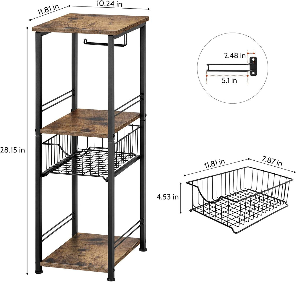 Bathroom Storage Shelf Floor Standing Toilet Storage Cabinet with Drawer