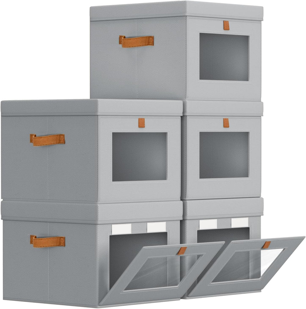 Homsorout Storage Bins with Lid – Closet Organizer with Side Opening and Clea...