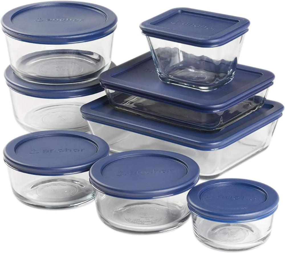Anchor Hocking 16 Piece Glass Storage Containers with Lids (8 Glass Food Stor...