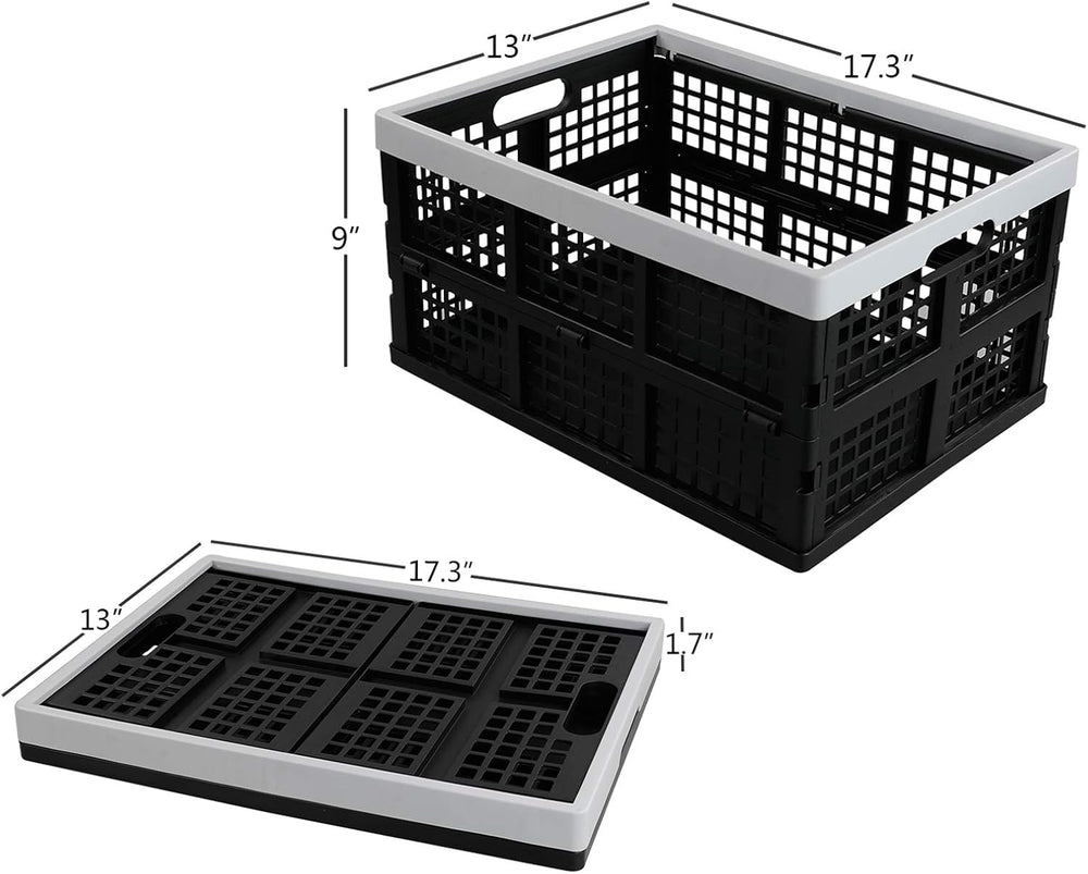 Kekow 30 L Black Plastic Collapsible Storage Basket, 3-Pack