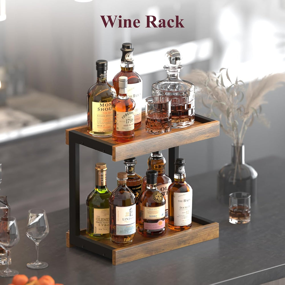 MARTY Counter Shelf Organizer, Large Spice Rack for Countertop, Brown