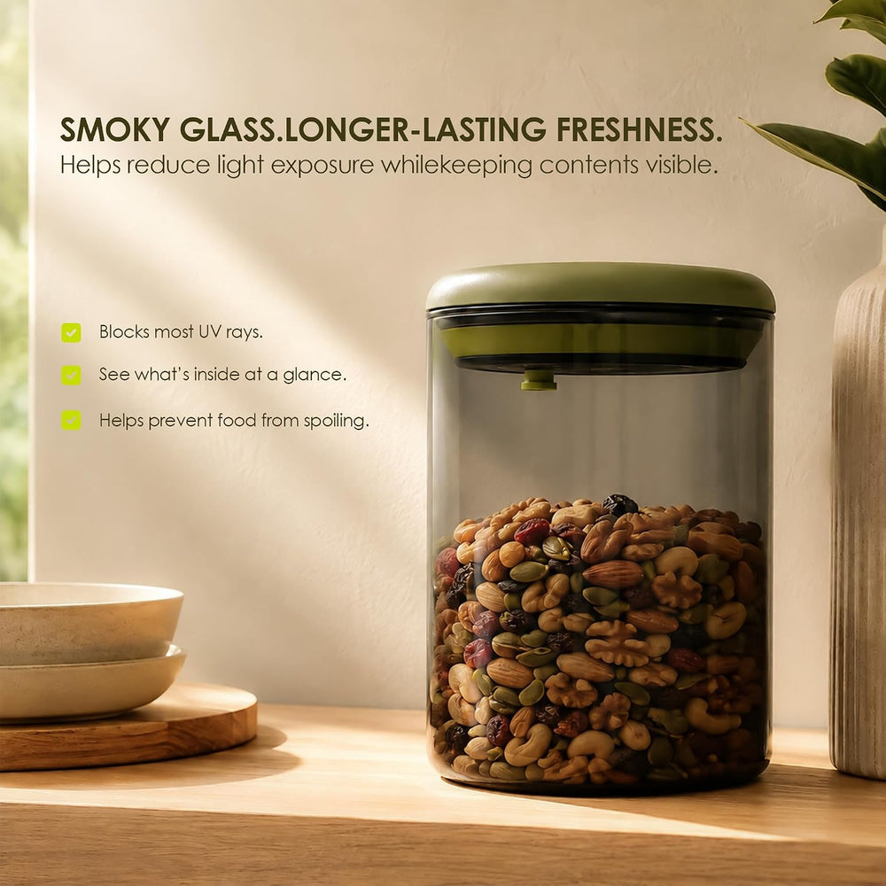 Glass Pantry Storage Containers (0.6qt/0.8qt/1.2qt) Set of 3,Round