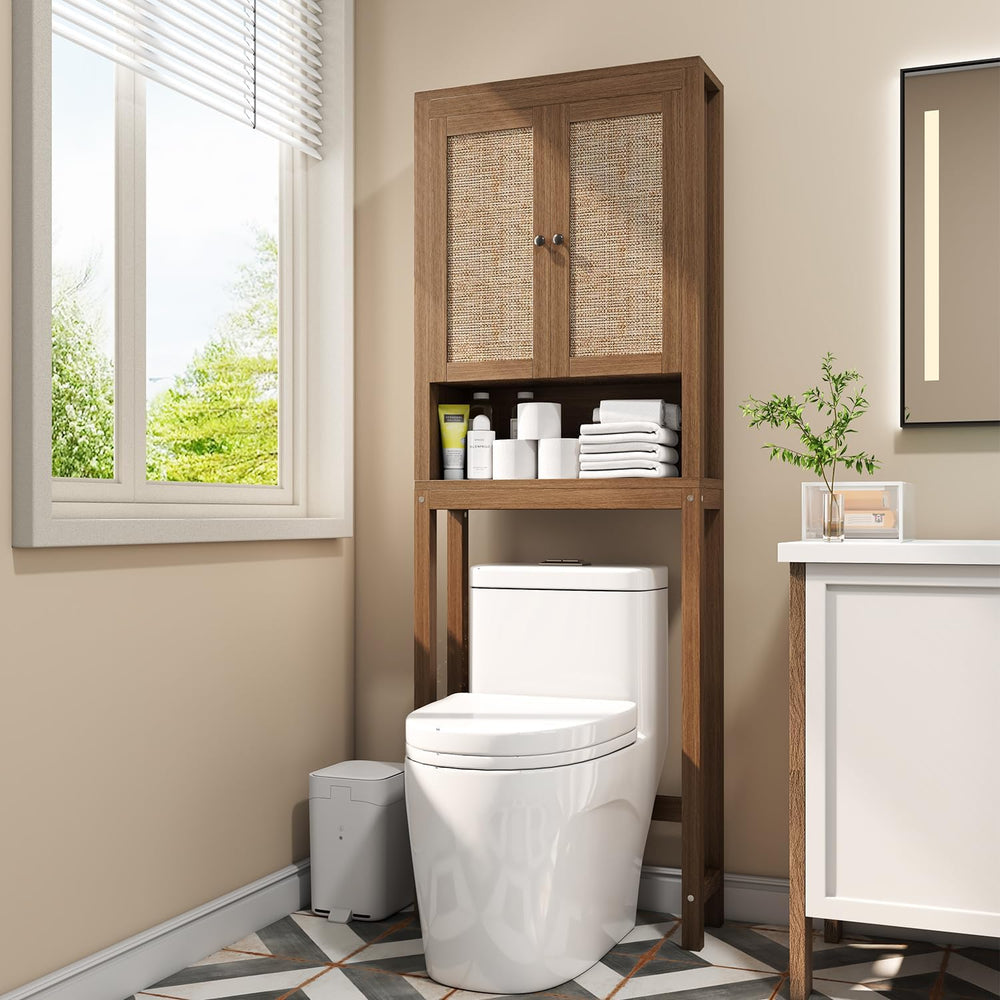 knoworld Rattan Over The Toilet Storage Cabinet, Above Toilet Bathroom Organi...