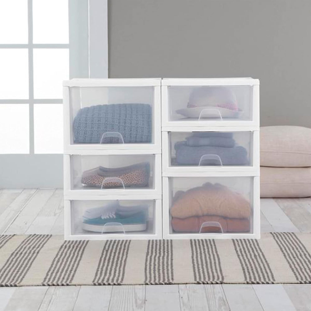 Sterilite Stacking Drawer Storage Organizer for Clothes, 16 Quart, 18-Pack