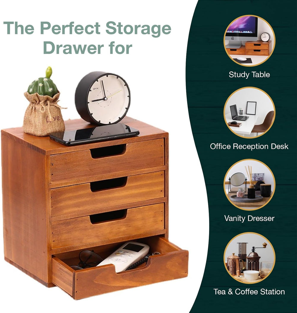 4-piece Drawer Cabinet Bundle Set - Modern Mahogany Wood Stackable Units - Mu...