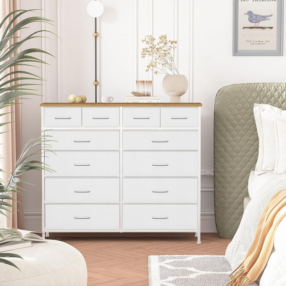 VASICAR 12 Drawers Dresser for Bedroom, Compact Chest of Drawers