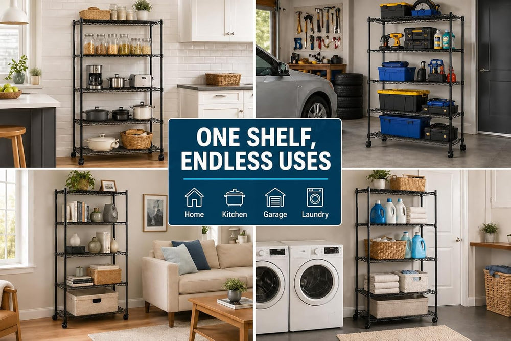 Simple Deluxe 5-Tier Heavy Duty Storage Shelving Unit, 1250 Lbs Loading Capac...