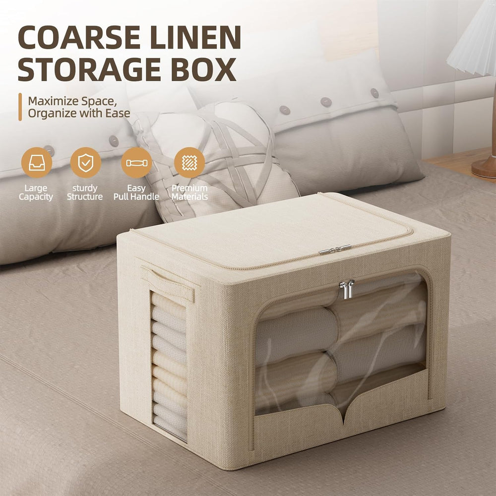 FHSQX 6 Pack Clothes Storage Bins,Beige,16.5x12.2x12.2 Inch