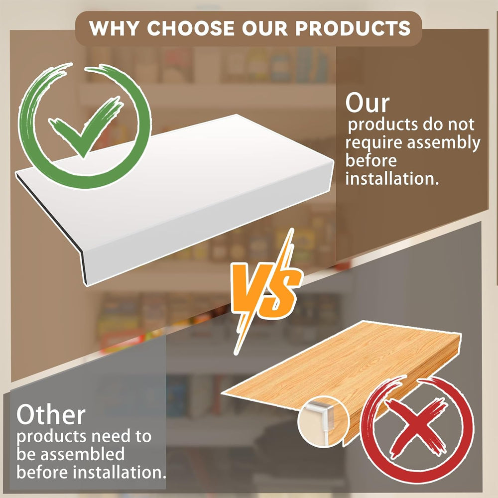White Shelf Covers for Wire Shelving 24x12 Inch 5-Pack, Instant PVC Wood Look...