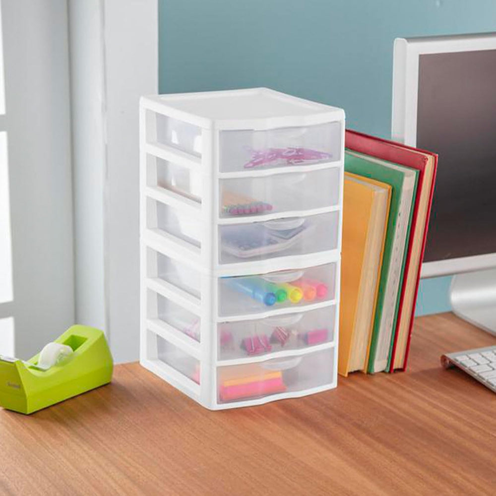 Sterilite Clearview 3-Drawer Cart Small Plastic Storage Organizer, 12-Pack