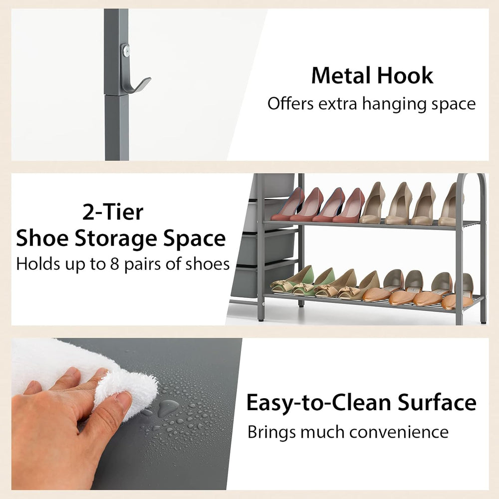 Tangkula Heavy Duty Clothes Rack with 6 Removable Drawers, 3-Tier Open Shelve...