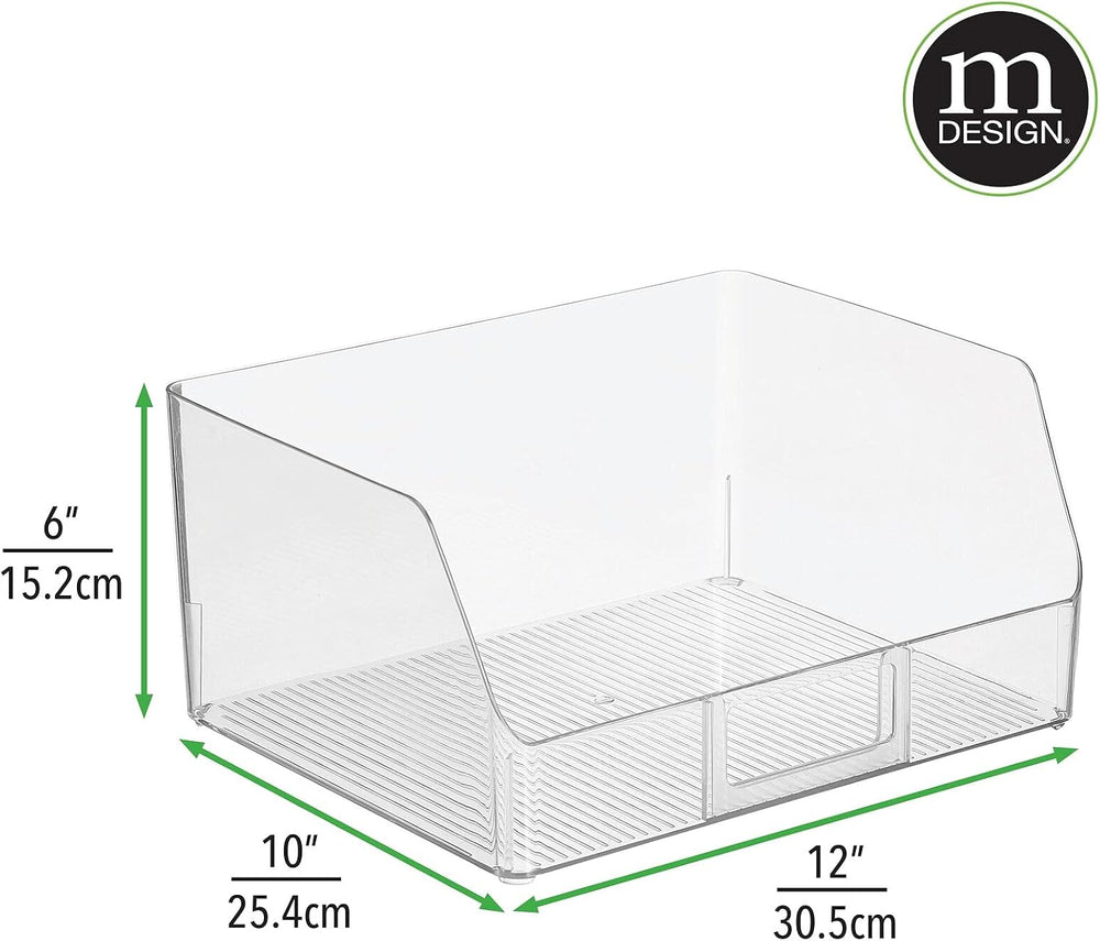 mDesign Wide Plastic Kitchen Food Storage Organizer Bin Basket with Open Fron...