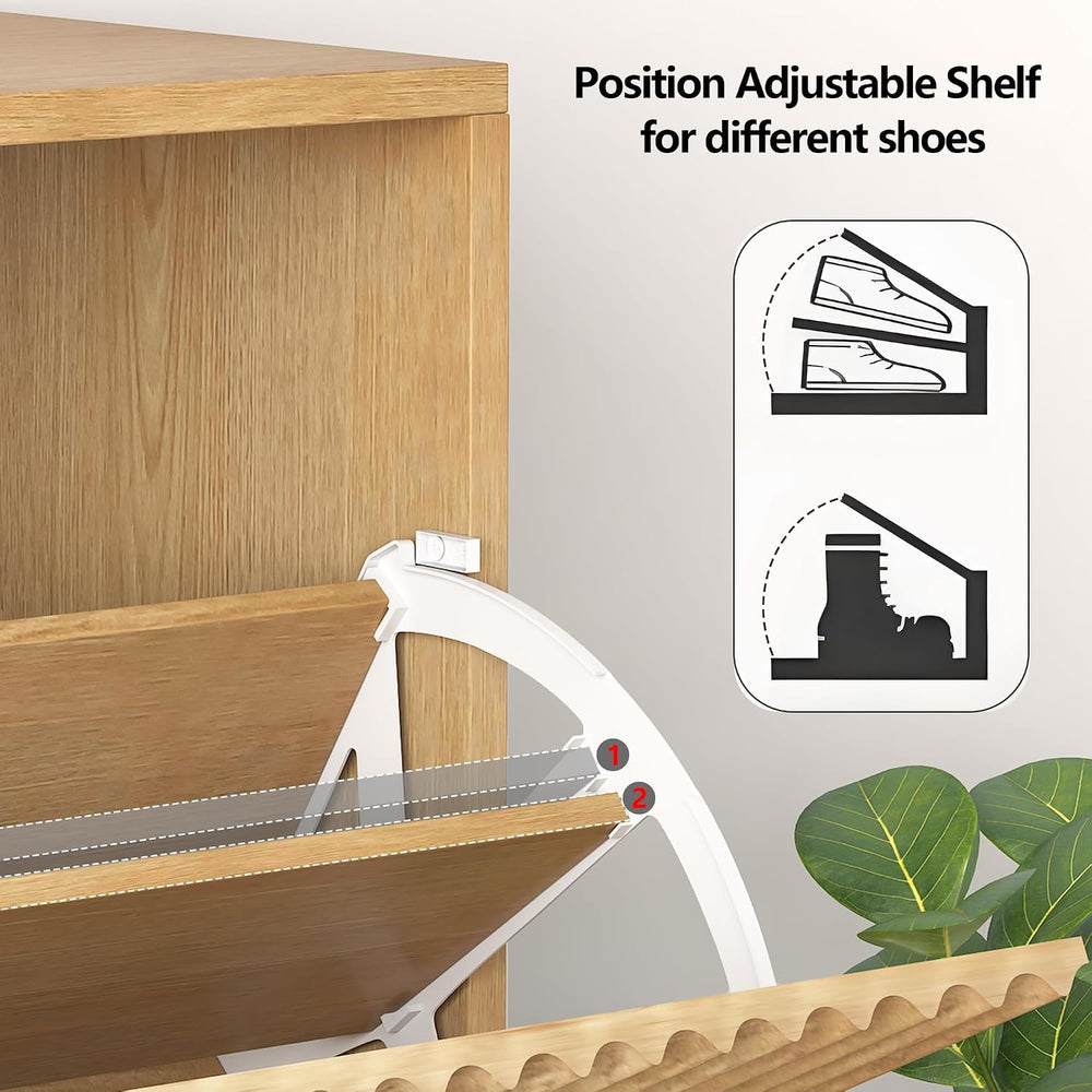 IDEALHOUSE Shoe Cabinet Storage with 2 Flip Drawers, Modern Freestanding Orga...