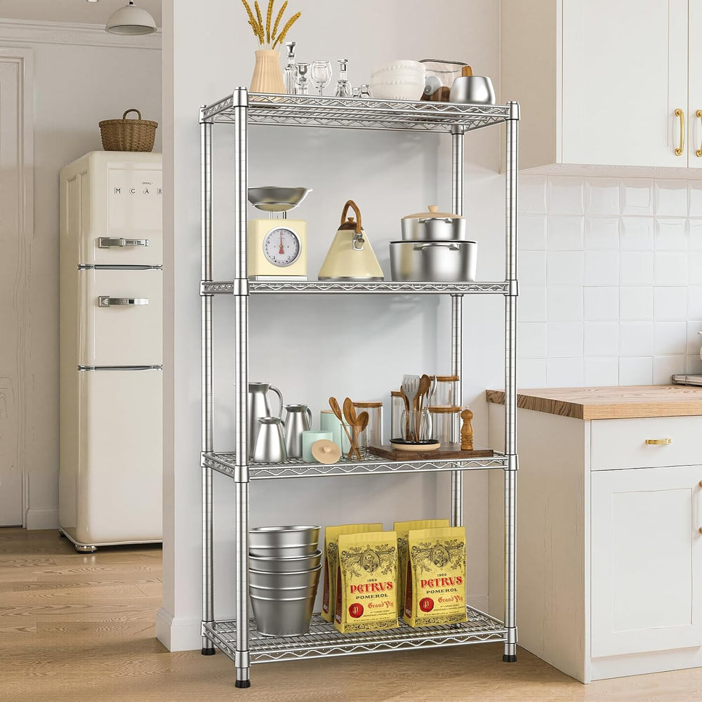 Heavy Duty Metal Wire Shelving Unit Industrial 4-Tier Garage Shelving Adjusta...