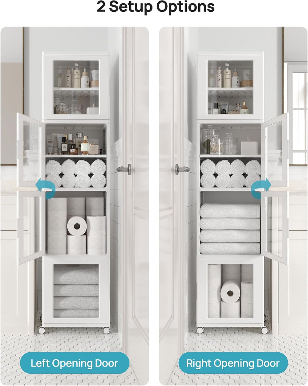 Vtopmart 63.2”H x 15.2“W Waterproof Bathroom Storage Cabinet for Tiny Space
