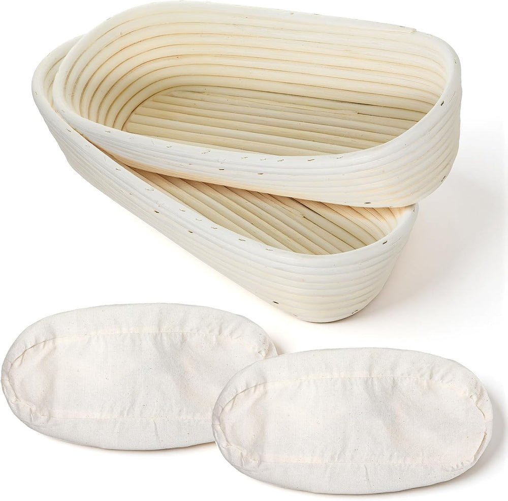 2 Pack 13 Inch Oval Bread Proofing Basket,Banneton Basket Bread Baking Bowl w...