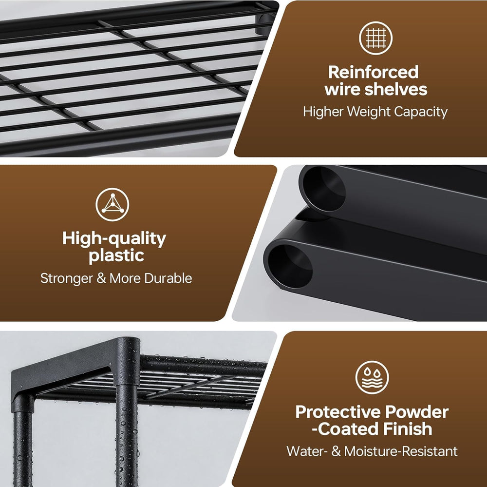 3-Tier Storage Shelves-2 Pack, Shelf with Plastic Connectors, Shelving Rack