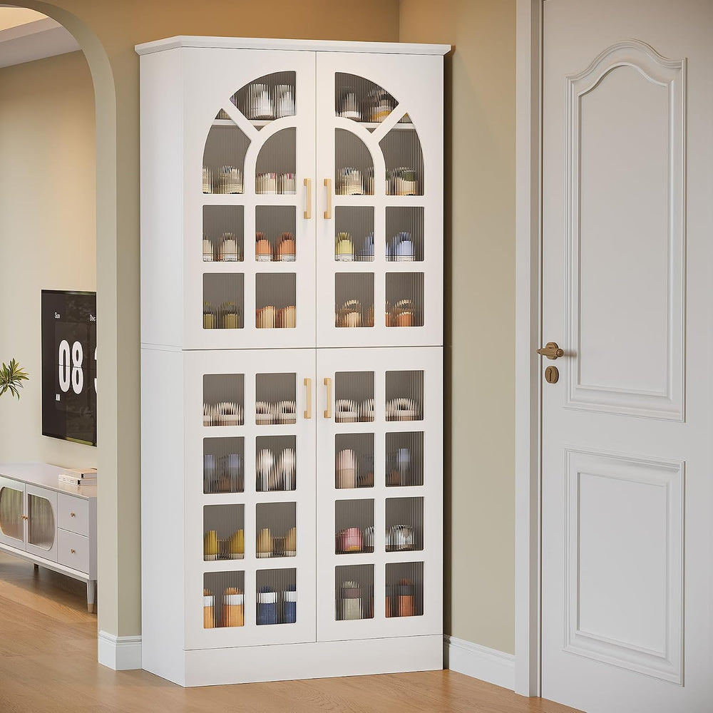 Tribesigns Tall Shoe Cabinet with Doors & Led Light, Set of 2, 8-Tier