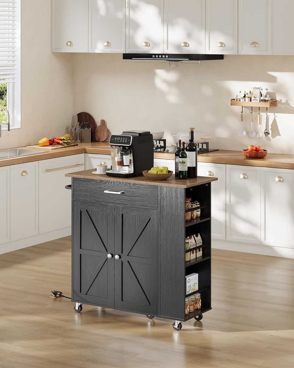 CHOEZON Kitchen Island Cart with Storage, Bar Cart with Charging Station, Kit...