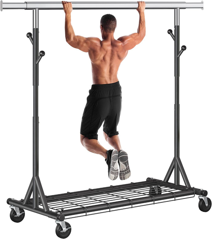 Gewudraw Clothes Rack Heavy Duty 530 LBS Capacity, Portable, Foldable,Black