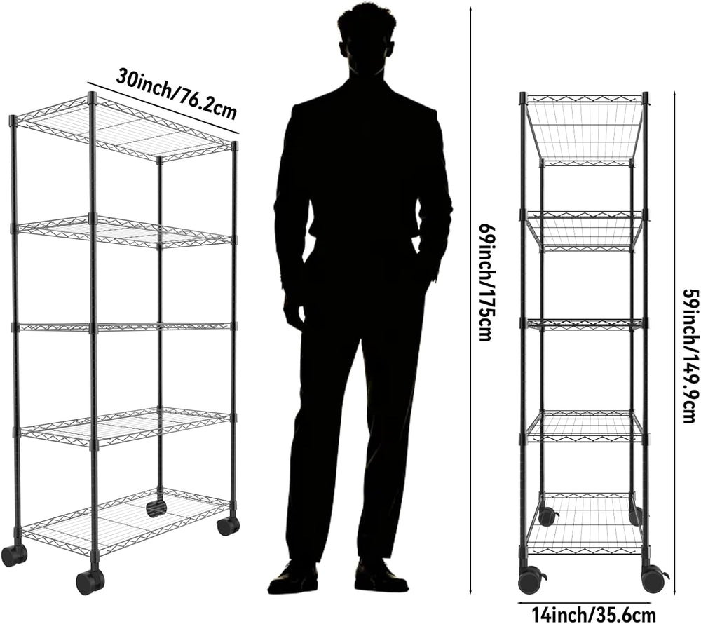 Whitmor 5-Tier Heavy Duty Shelving Unit, Metal Adjustable Storage Shelves, 10...
