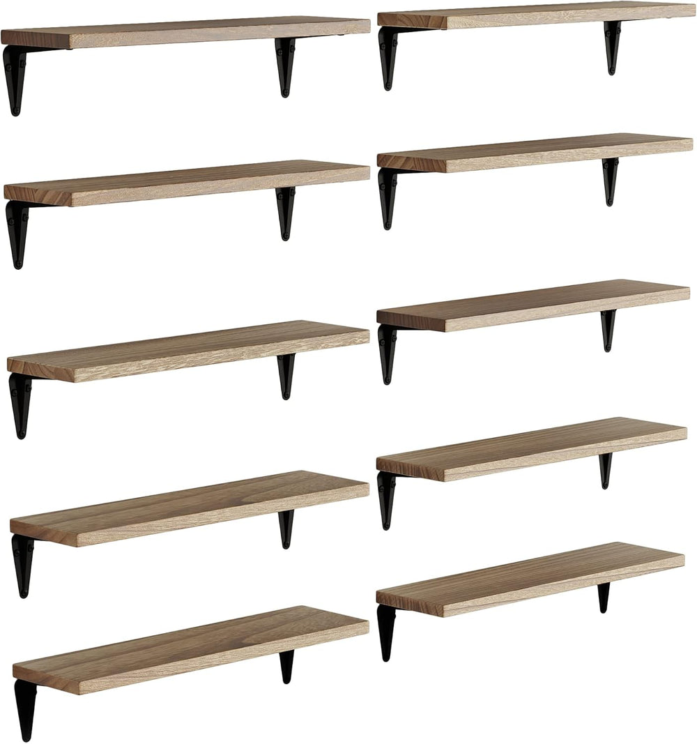 Wallniture Arras Wood Floating Shelves for Wall Storage, Small Bookshelf, Han...