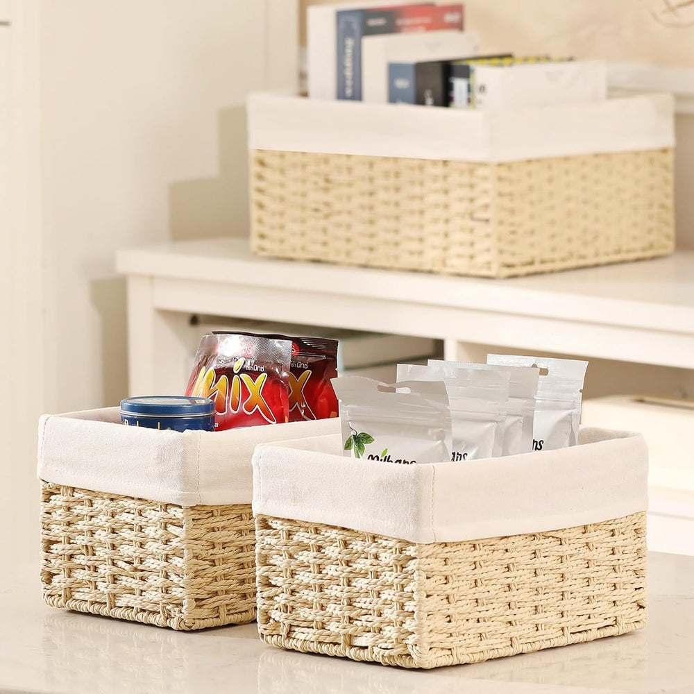 Vagusicc Wicker Basket, Set of 3 Hand-woven Storage Baskets for Organizing, D...