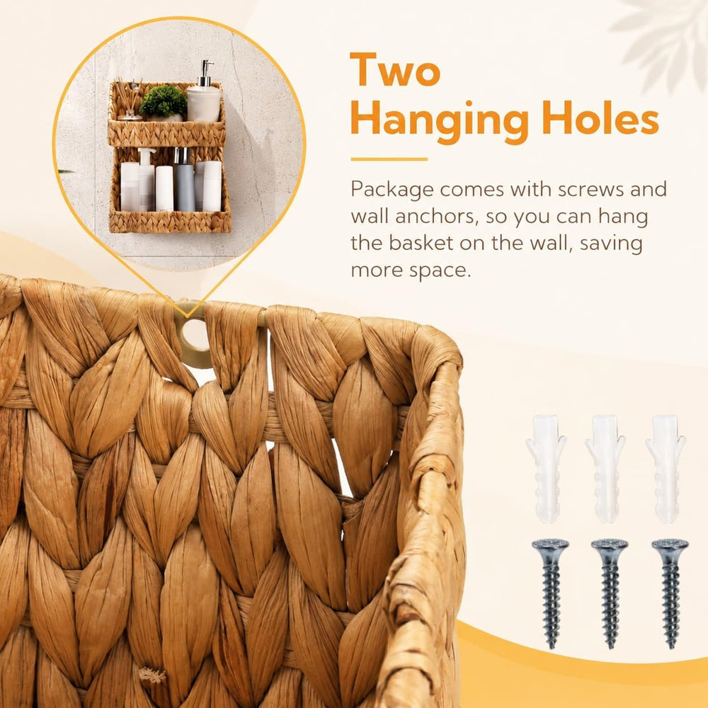 Pumtus 2-tier Handwoven Storage Basket, Water Hyacinth Standing Rack, Kitchen...