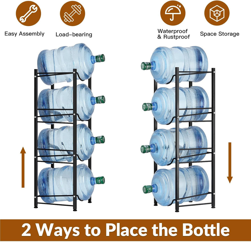 smusei 5 Gallon Water Bottle Holder 4 Tier Water Cooler Jug Stand Storage wit...