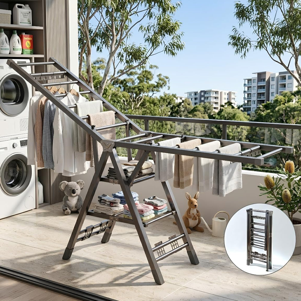 Heavy Duty 71 inches Stainless Steel Drying Rack - Height-Adjustable Gullwing...